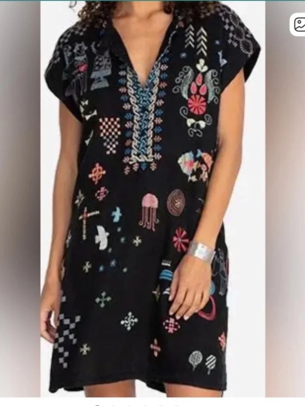 Johnny Was Pete & Greta Lemona Mavis Linen Heavily Embroidered Tunic Dress Small - Picture 3 of 9
